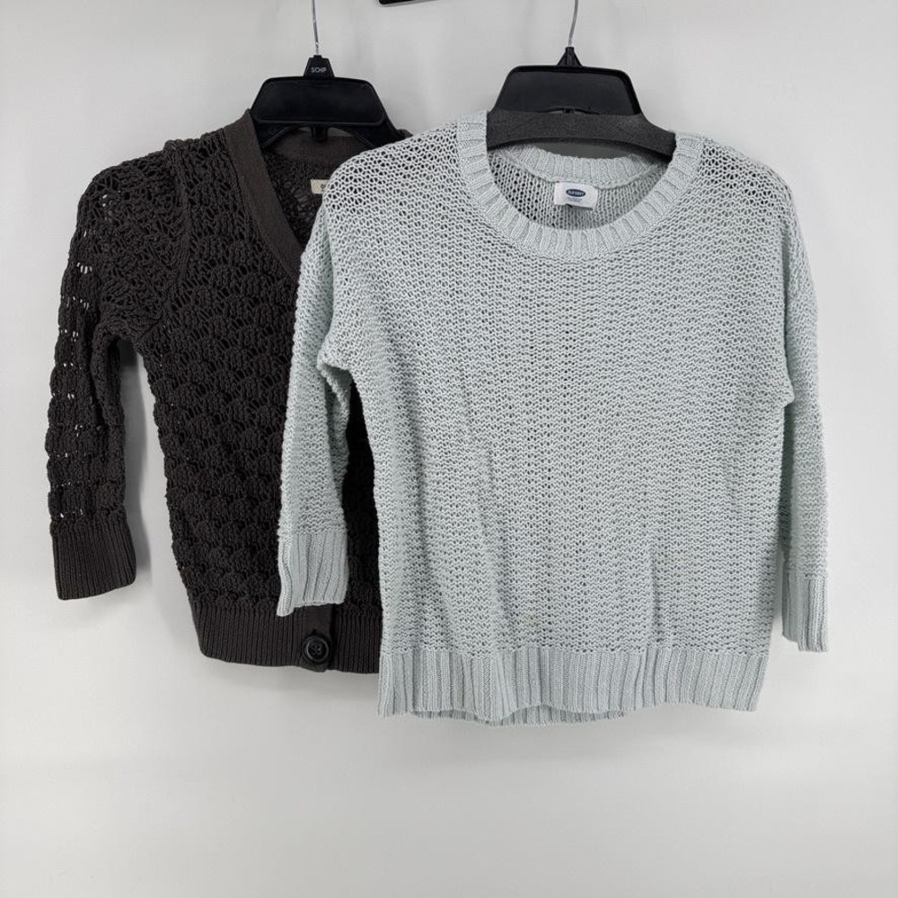 Old Navy Sweater Cardigan Lot Womens XS Multicolor Open Knit Lightweight Set